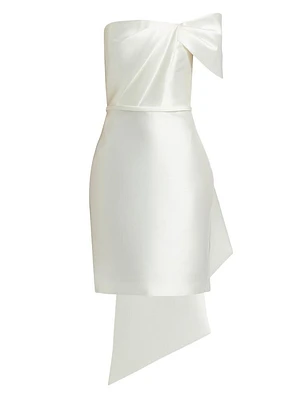 One-Shoulder Bow Back Satin Dress