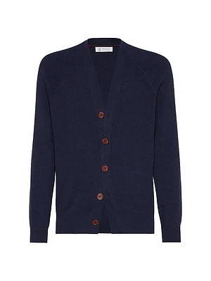 Cotton English Rib Cardigan with Raglan Sleeves