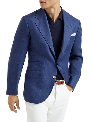 Linen Chevron Deconstructed Cavallo Blazer