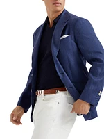Linen Chevron Deconstructed Cavallo Blazer