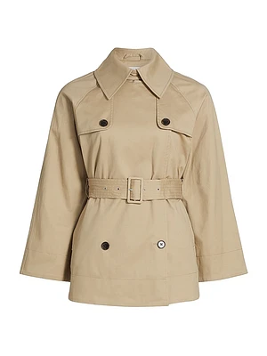 Lucien Cotton Gabardine Belted Trench Jacket