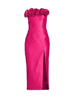 Gwen Strapless Rosette Midi-Dress