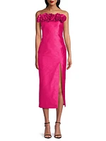Gwen Strapless Rosette Midi-Dress