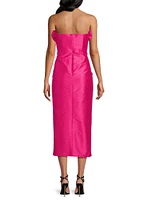 Gwen Strapless Rosette Midi-Dress