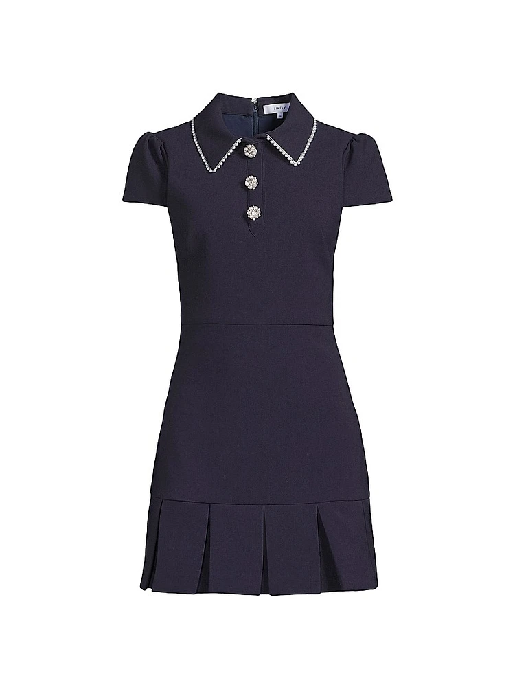 Bettina Embellished Pleated-Hem Minidress