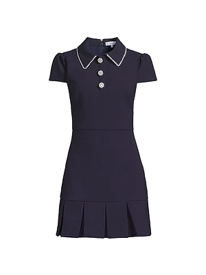 Bettina Embellished Pleated-Hem Minidress
