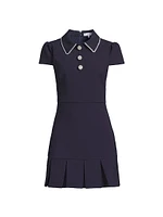 Bettina Embellished Pleated-Hem Minidress
