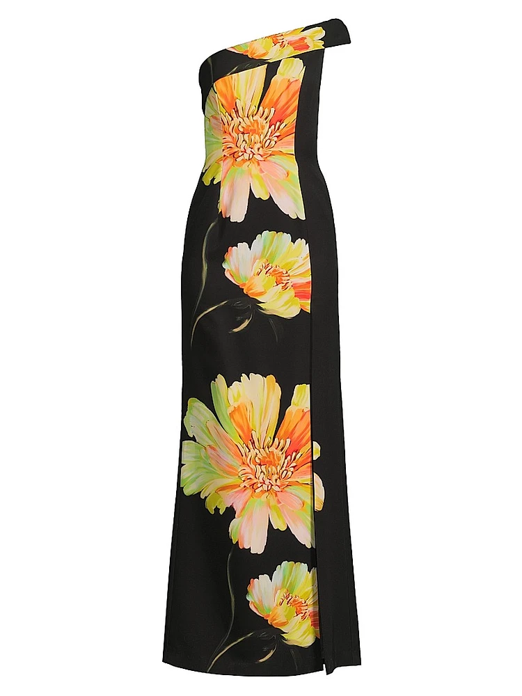 Dolan Floral One-Shoulder Gown