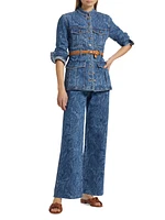 Tika Paisley Belted Denim Jacket