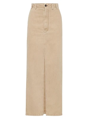 Garment Dyed Cotton and Linen Cover Chino Skirt