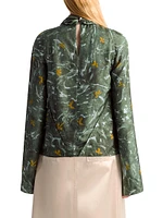 Cara Cowlneck Bird Print Top