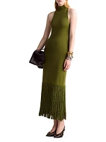 Cash Fringe-Hem Maxi Dress