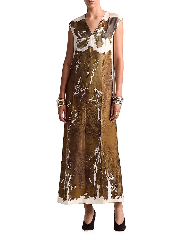 Cherie Printed Silk Maxi Dress