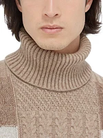 Wool-Cotton Patchwork Turtleneck Sweater