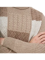 Wool-Cotton Patchwork Turtleneck Sweater