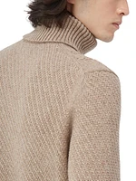 Wool-Cotton Patchwork Turtleneck Sweater