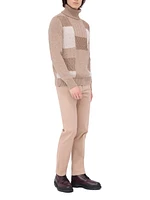 Wool-Cotton Patchwork Turtleneck Sweater