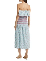 Ashton Floral Smocked Cotton-Blend Strapless Dress