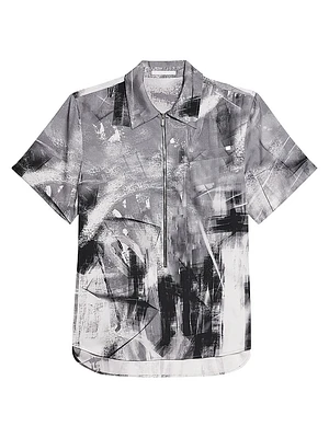 Zip-front Short-Sleeve Shirt