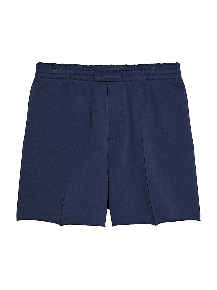 Embossed Logo Pintuck Shorts