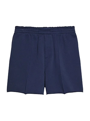 Embossed Logo Pintuck Shorts