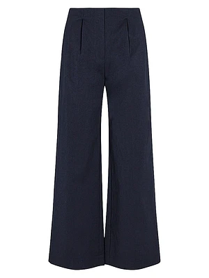 Cotton Sateen Wide-Leg Trousers