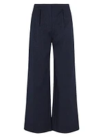 Cotton Sateen Wide-Leg Trousers