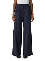 Cotton Sateen Wide-Leg Trousers