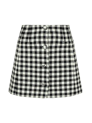 Phillipa Check Button-Front Miniskirt