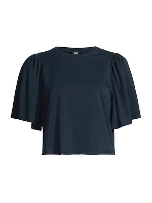 Sigrid Cotton Flounce-Sleeve Top