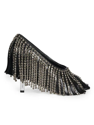 Mona 95MM Crystal Fringe Leather Pumps