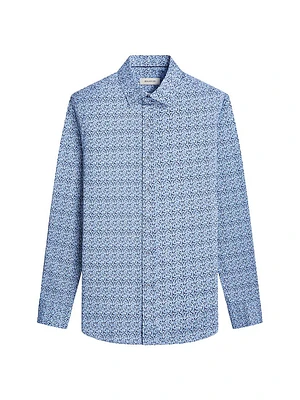 Karl Printed Stretch Cotton Button-Front Shirt