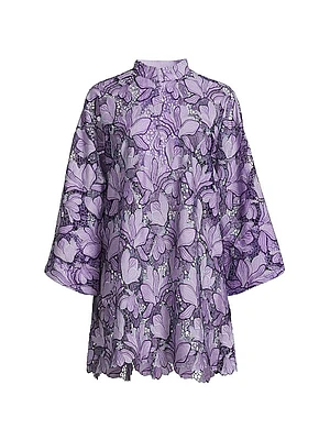Tonal Flat Lace Mini Caftan