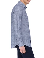 Karl Plaid Cotton Button-Front Shirt