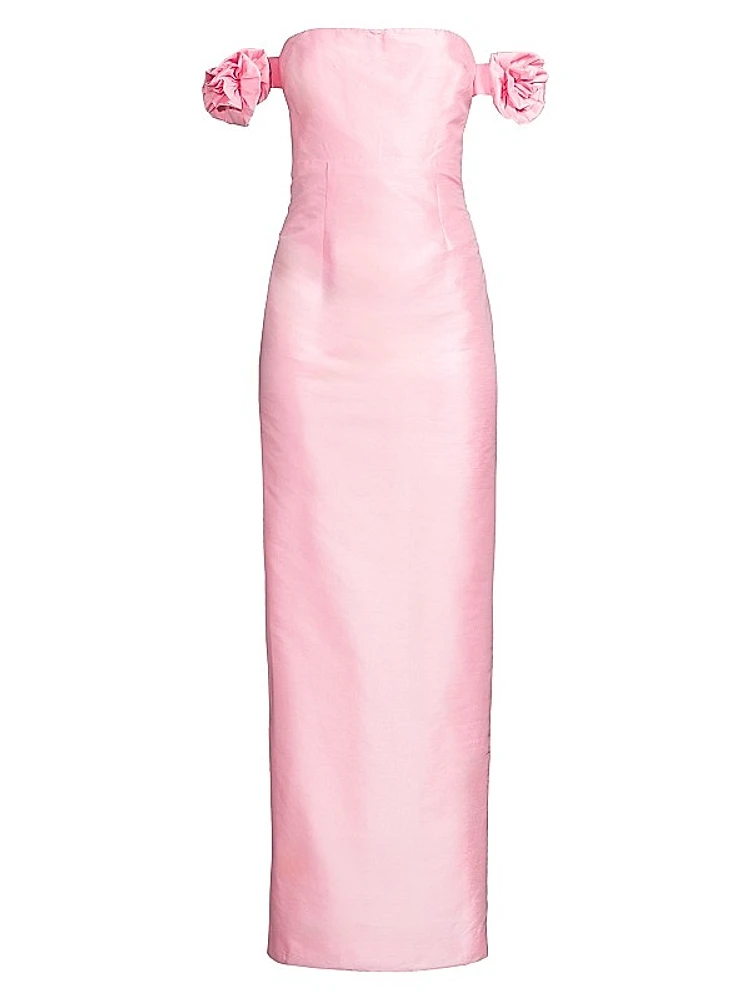 Azi Off-the-Shoulder Column Gown