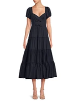 Noelle Bow Tiered Cocktail Dress