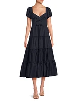 Noelle Bow Tiered Cocktail Dress
