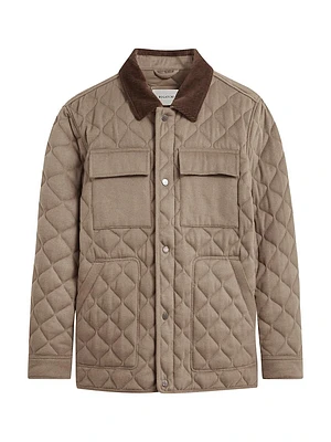 Corduroy-Trimmed Quilted Jacket