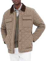 Corduroy-Trimmed Quilted Jacket