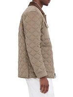 Corduroy-Trimmed Quilted Jacket