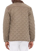 Corduroy-Trimmed Quilted Jacket