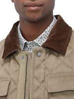 Corduroy-Trimmed Quilted Jacket