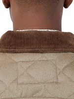Corduroy-Trimmed Quilted Jacket