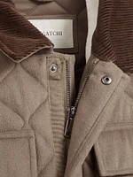 Corduroy-Trimmed Quilted Jacket