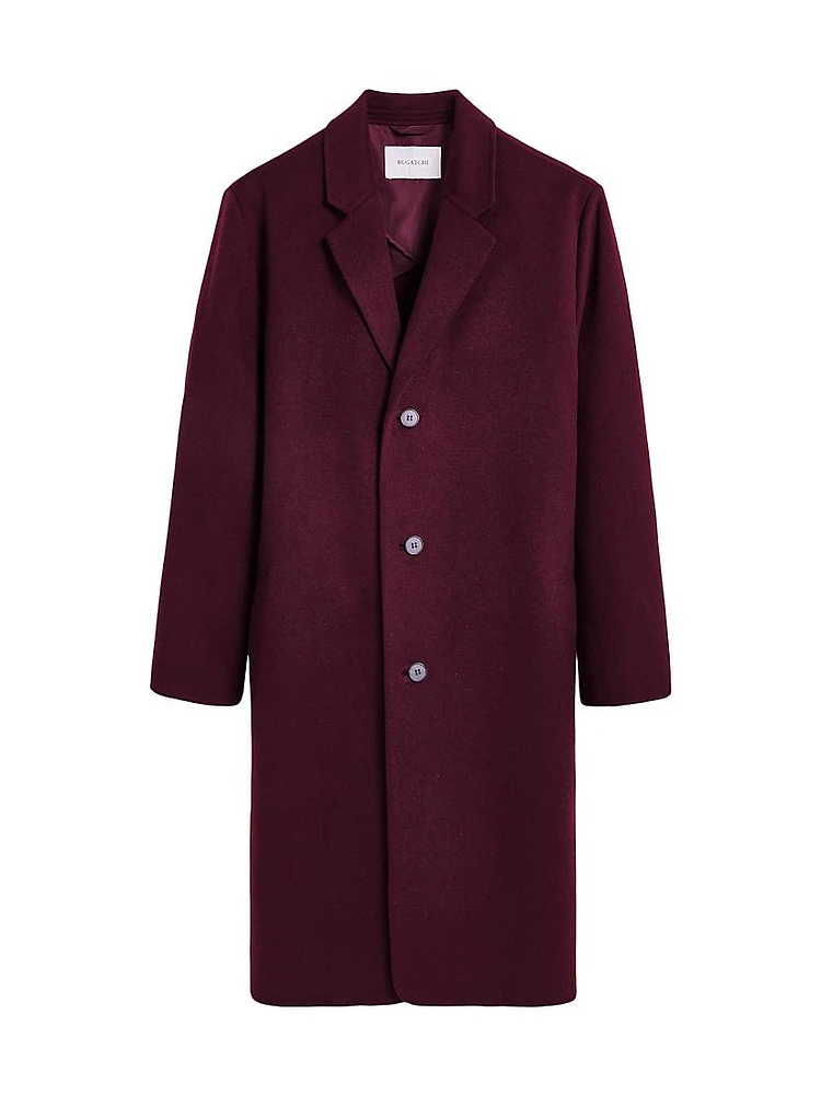 Tailored Wool-Blend Single Breasted Coat
