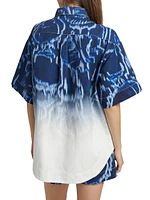 Melik Ombré Denim Snap-Front Short-Sleeve Shirt