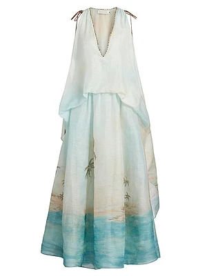Illuminate Plunge Linen-Silk Gown