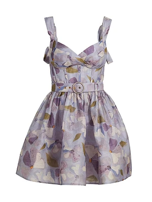 Dawning Floral Linen-Silk Minidress