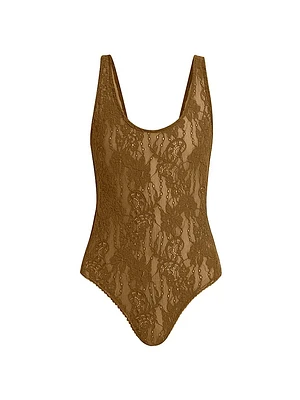 Metallic Lace Scoopneck Bodysuit