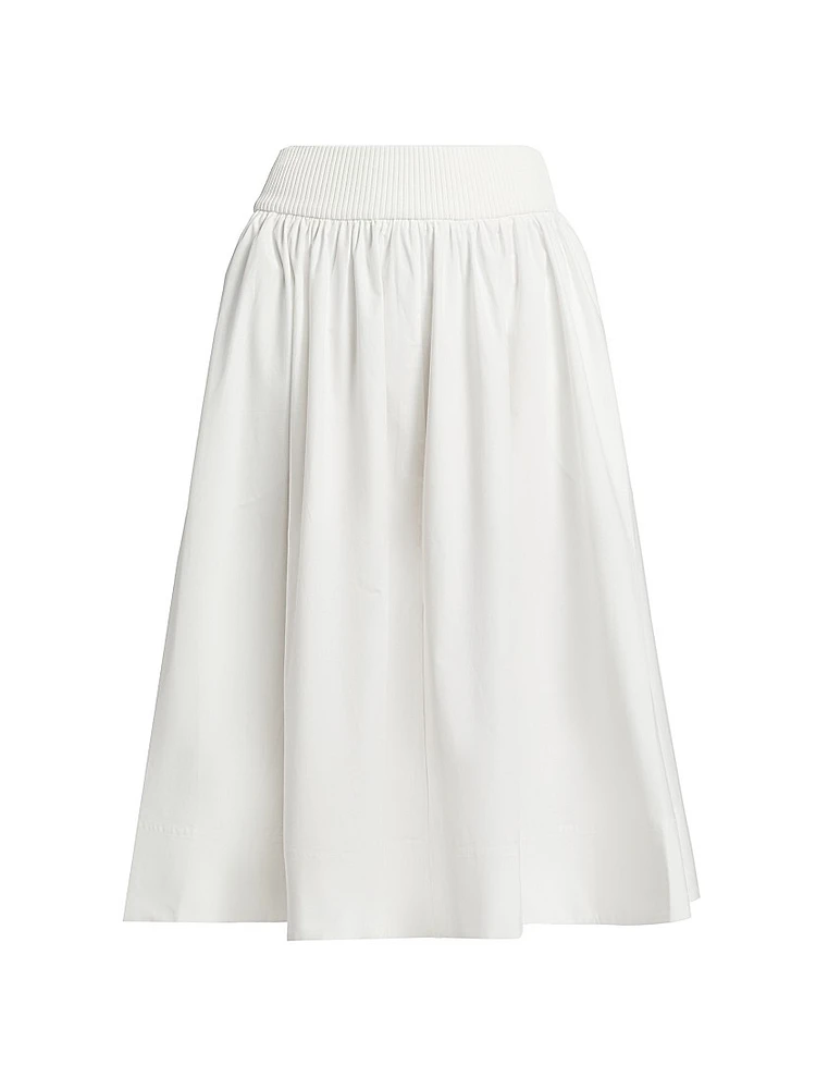 Poplin A-Line Midi-Skirt